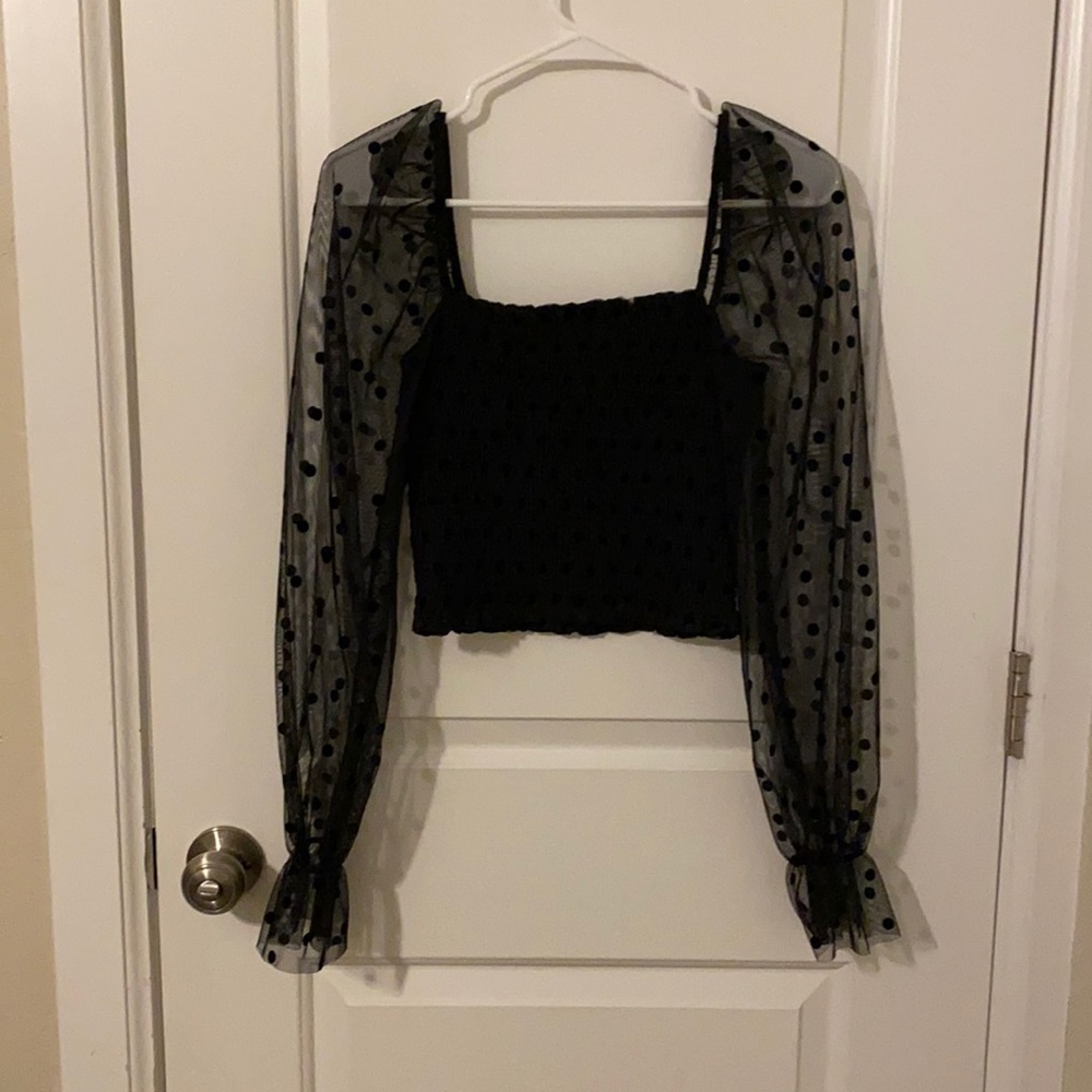 Black sheer long sleeve blouse